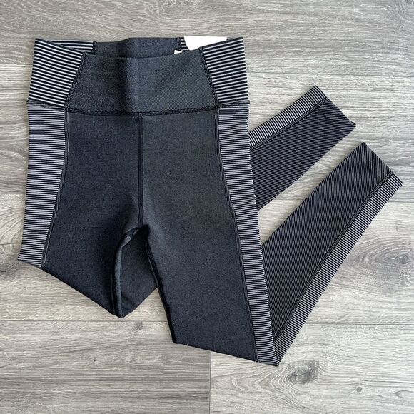 aerie Pants - AERIE OFFLINE Ribbed 7/8 Legging Small High Rise Black Gray Compression Gym NWT